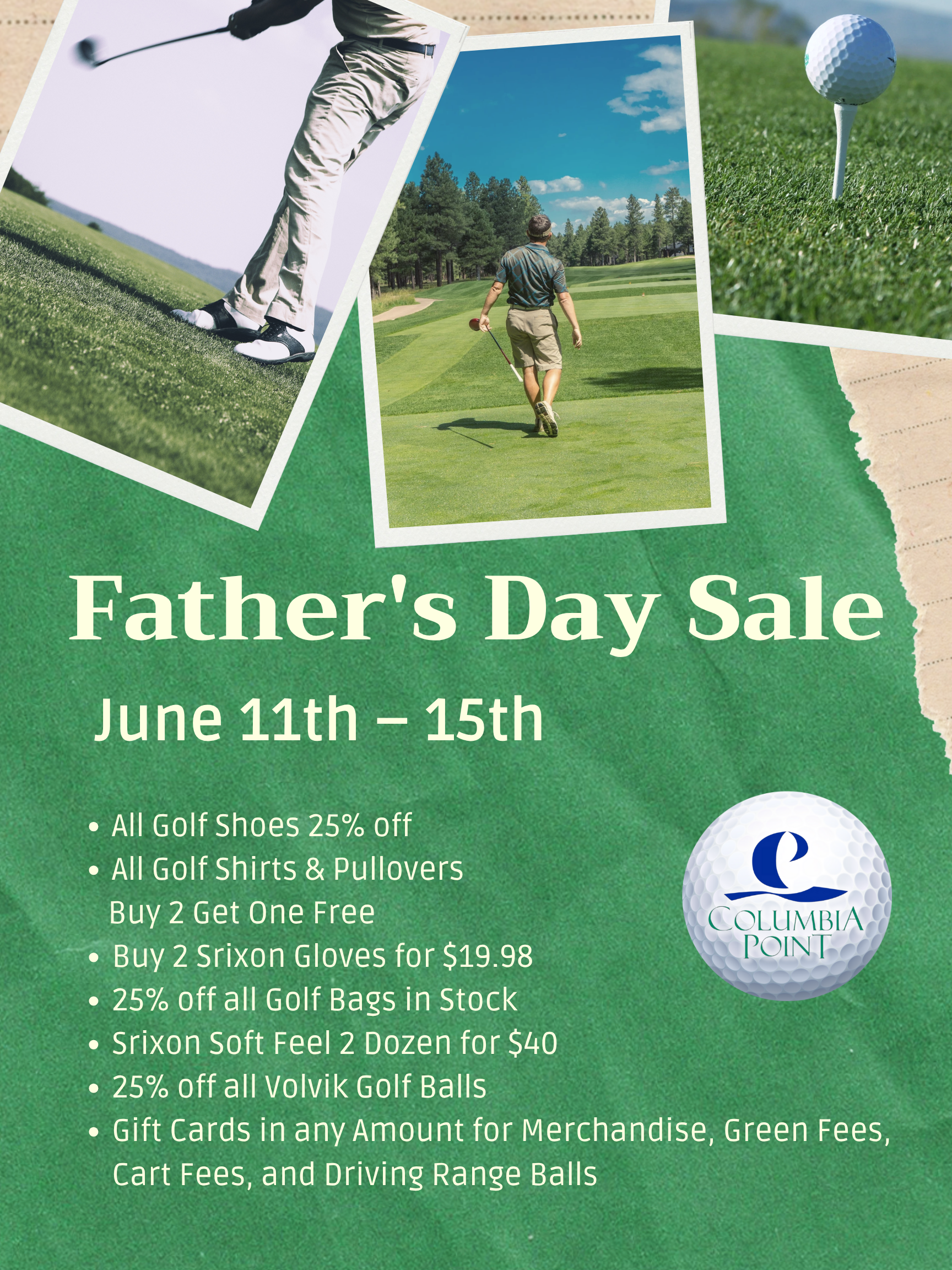 Columbia Point Fathers Day Sale